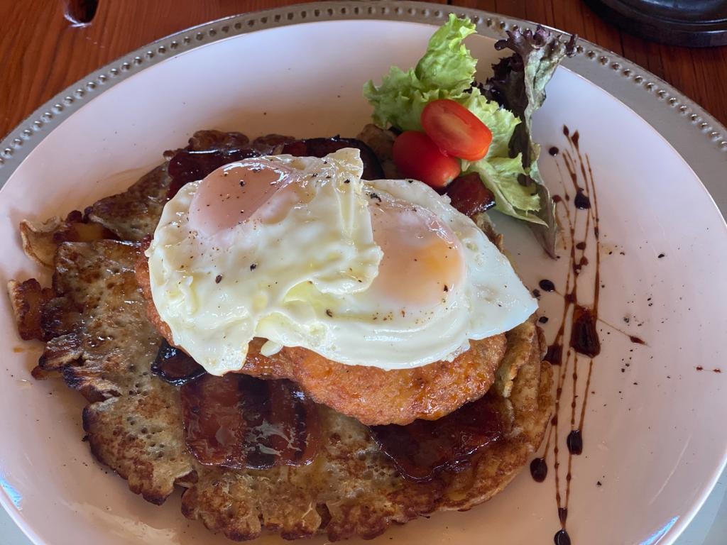 Eggs and toast with fresh salad