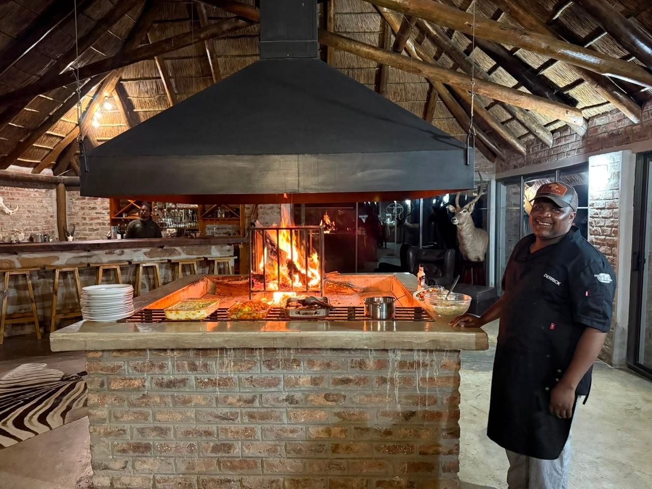 Open fire boma grill with food